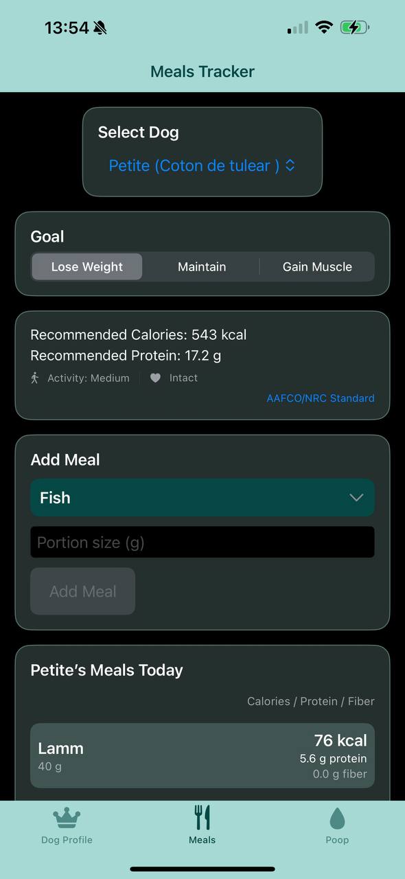 Dog recommendations screen